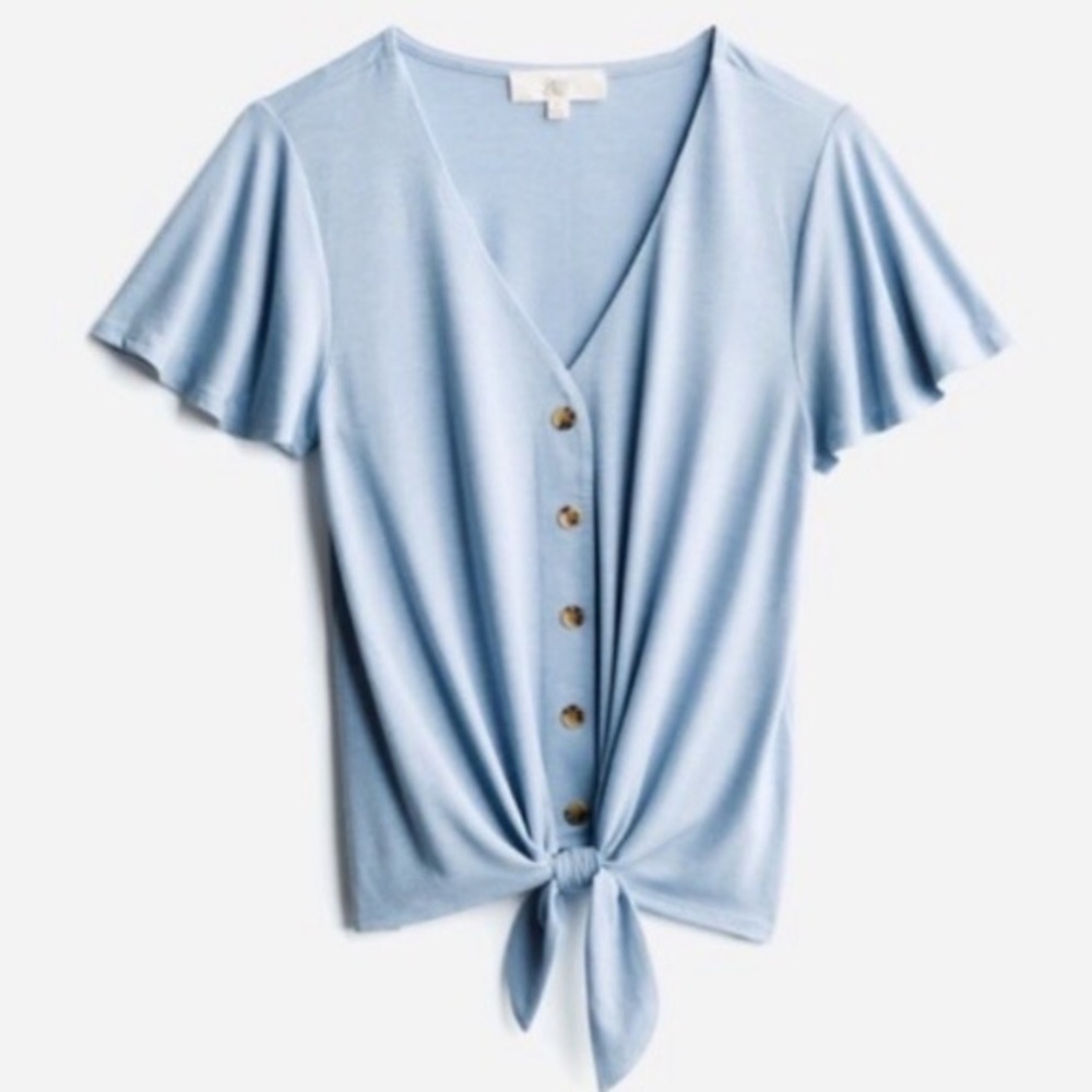 Pinque Button Down Tie Blouse